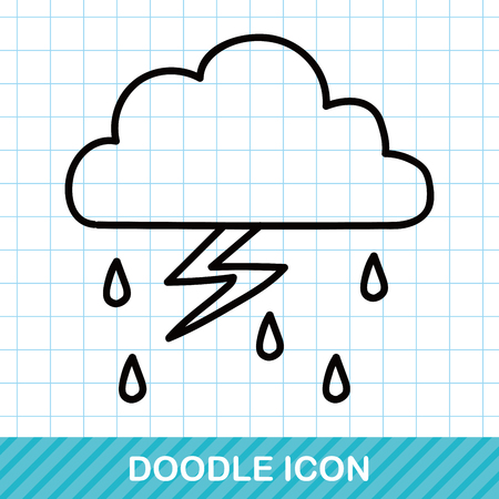 rainy cloud doodleのイラスト素材
