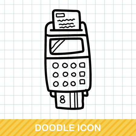 Credit card machine color doodleのイラスト素材