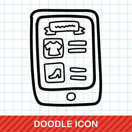 cell phone shopping doodleのイラスト素材