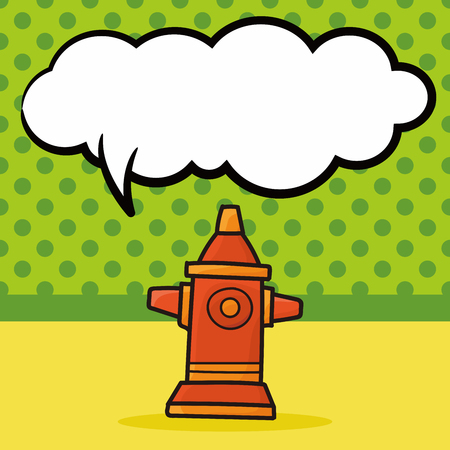 Fire hydrant color doodle, speech bubbleのイラスト素材