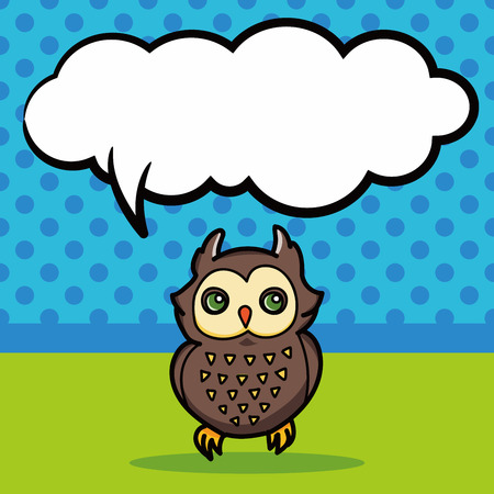 owl doodle, speech bubbleのイラスト素材