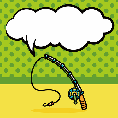 Fishing rod doodle, speech bubbleのイラスト素材