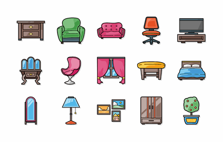 Home furniture icons setのイラスト素材