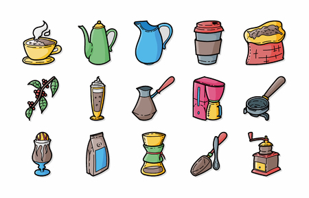 Coffee and tea icons setのイラスト素材