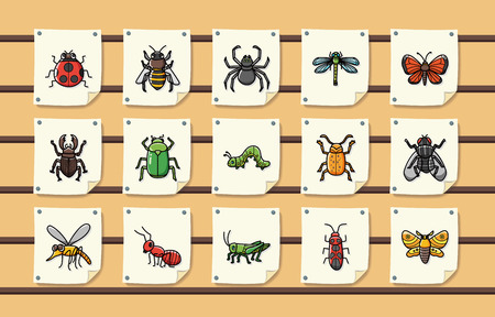 Insects and bugs icons setのイラスト素材
