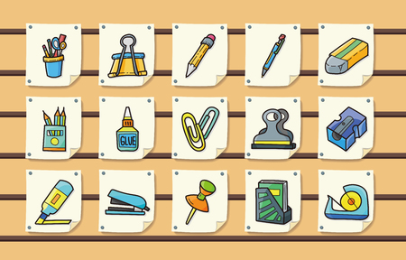 Stationery and drawing icons setのイラスト素材