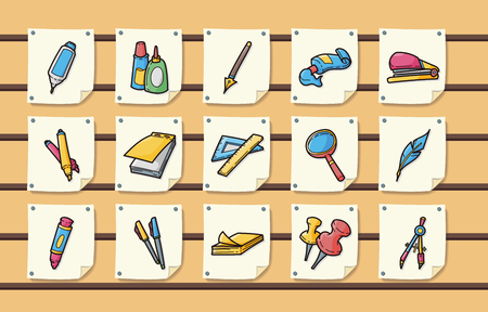 Stationery and drawing icons setのイラスト素材
