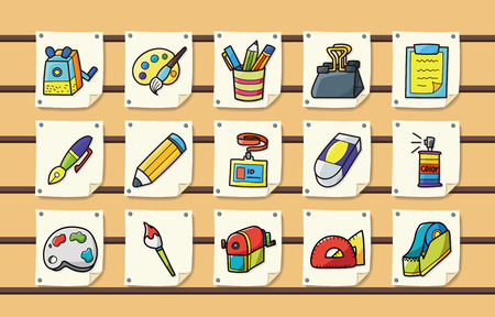 Stationery and drawing icons setのイラスト素材