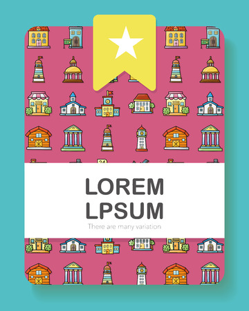 Colorful building icons setのイラスト素材