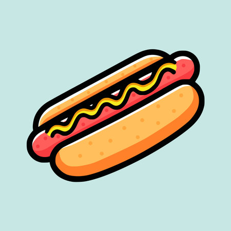 Cartoon illustration of a hotdog topped with mayonnaiseのイラスト素材