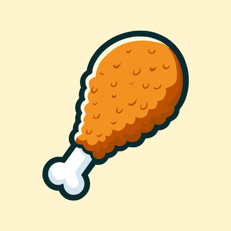 Illustration of Fried Chicken in Cartoon Styleのイラスト素材