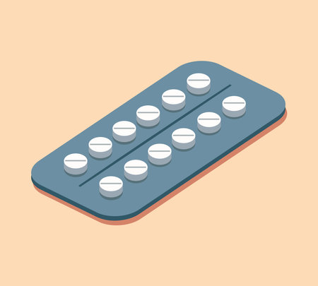 A Sheet of Medicine Pills  Flat Vector Illustrationのイラスト素材