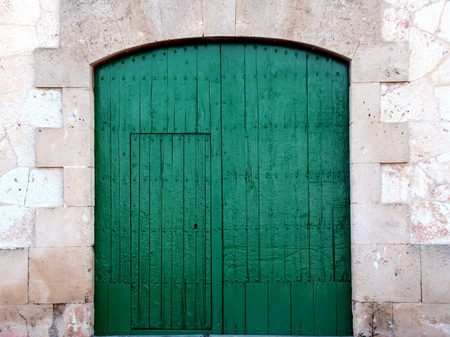 Old green doorの写真素材