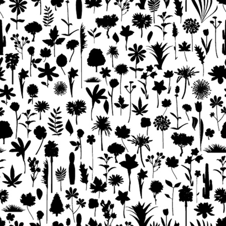 Seamless Flower Silhouettesのイラスト素材