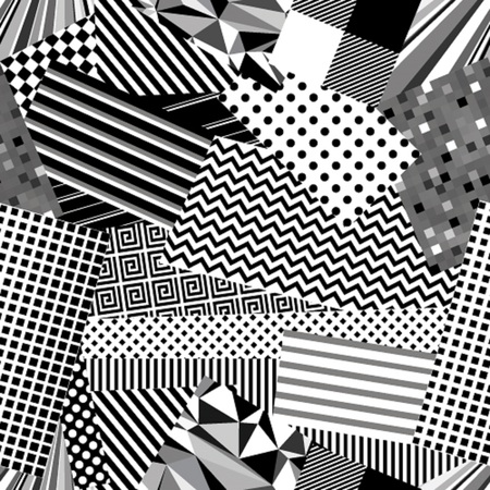 Seamless monochrome patchwork patternのイラスト素材