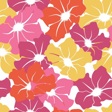 Seamless pattern with large trumpet flowers on white backgroundのイラスト素材