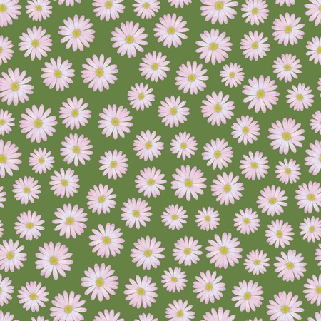 Seamless pattern of white daisies on green backgroundのイラスト素材