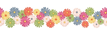 Seamless flower border with colorful daisiesのイラスト素材