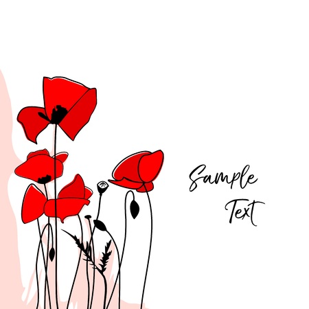 Greeting card with red poppiesのイラスト素材