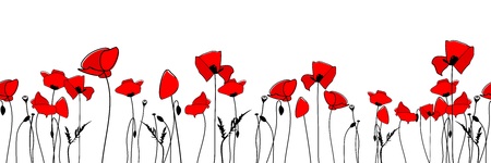 Seamless border with Poppiesのイラスト素材