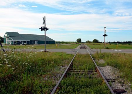 an old railway track in the countrysideの写真素材