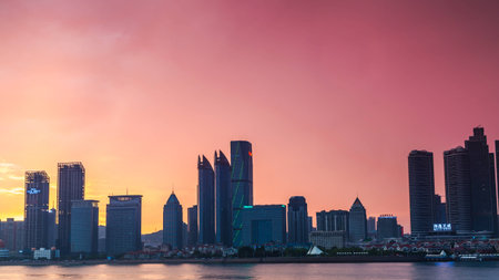 Qingdao office in West sunsetのeditorial素材