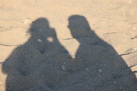 shadows on the beach newquay cornwallの写真素材