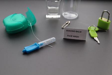 from home .toothbrush,floss,tablets lock and key