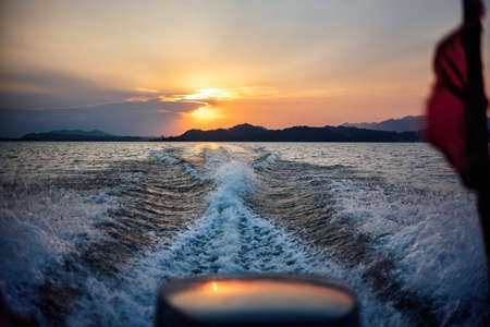 lake at sunsetの写真素材