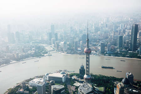 aerial view of city and buildings