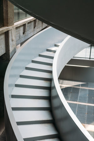 Staircase in a modern building, closeup of photo.