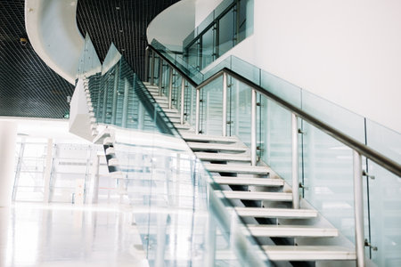 Staircase in modern office building - filter effect processing style picturesの写真素材
