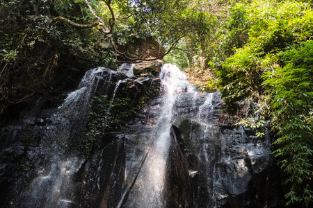 Waterfall in deep forest at Phu Kradueng National Park, Loei, Thailandの写真素材