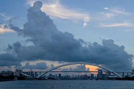 Rainbow Bridge in Hong Kong, China. The bridge is a symbol of Hong Kong.の写真素材