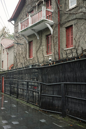 Old house in a rainy day in the city of Istanbul, Turkeyの写真素材