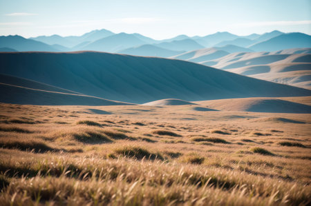 Mountain landscape with sand dunes in the morning. Toned.の素材