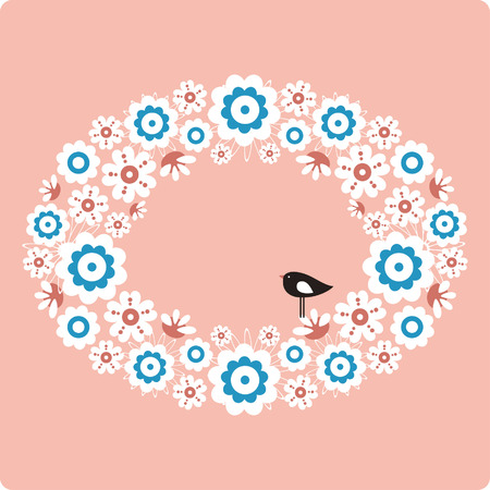 Vector bird and flowerのイラスト素材