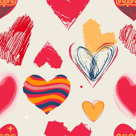 heartl seamless pattern in retro styleのイラスト素材