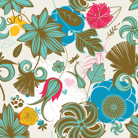 Floral seamless pattern in retro styleのイラスト素材