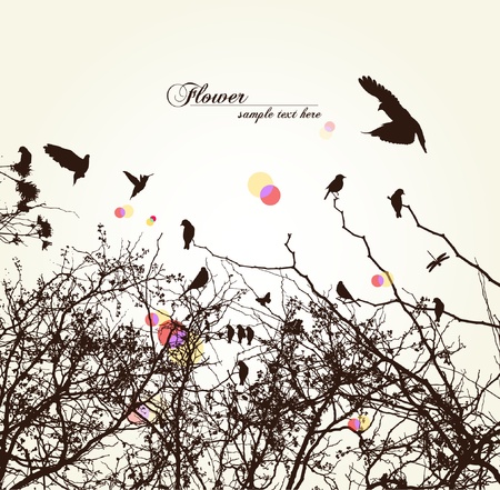 tree and birdのイラスト素材