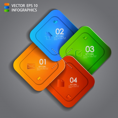 vector paper progress steps for tutorial のイラスト素材