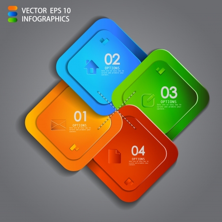 vector paper progress steps for tutorial のイラスト素材