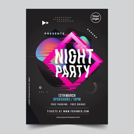 Dance Club Night Party Flyer Brochure Layout Template. Club Party Banner design. Vector illustration - Vectorのイラスト素材
