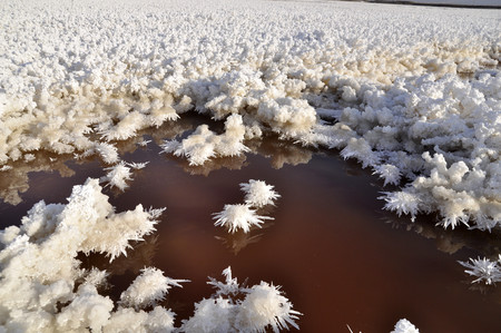 Glauber\'s salt crystal, salt pond a beautiful scenery