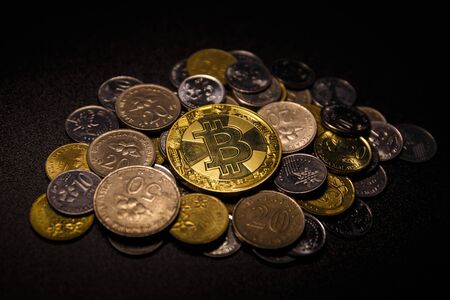 Bitcoin vs Real Coinの写真素材