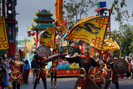 Shanghai, China â November 4, 2019: Mulan and other Disney characters parades down the Disneyland park.のeditorial素材