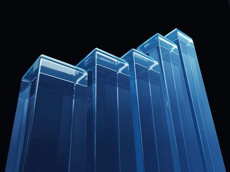 3D illustration of an up trend bar graph.の写真素材