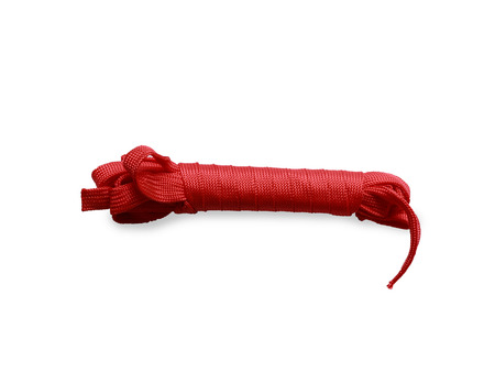 Red rope on white backgroundの写真素材