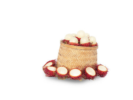 rambutan sweet delicious fruit isolated on white backgroundの写真素材