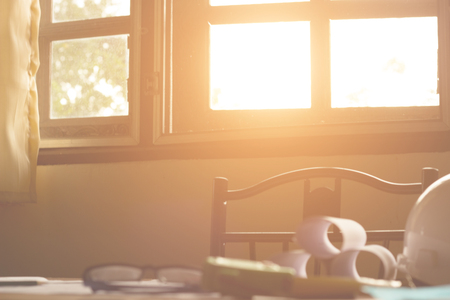 Architect desk ,Business,engineering concept, architecture concept, soft focus, vintage toneの写真素材